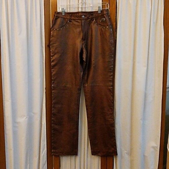 RARE Harley Davidson Leather Pants Size 8 Authentic Curvy - Picture 5 of 15